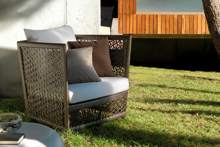 Muebles Tunis para exterior fabricados de armazon de aluminio con tejido de fibra sintetica